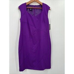 New Directions Sheath Dress Size 10 Purple Cap Sleeve Office Party Date NEW